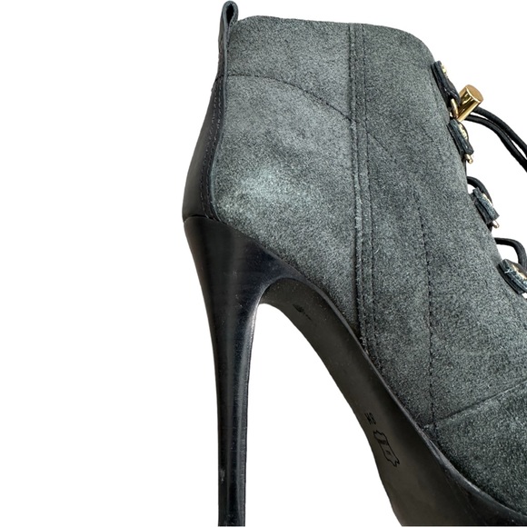 Tory Burch Hamila Lace Up Booties Suede Leather High Heel Platform Ankle Boots - Picture 7 of 10